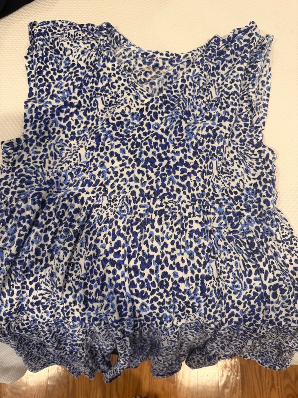 Lilly Pulitzer Blue and White Leopard V-Neck girls dress